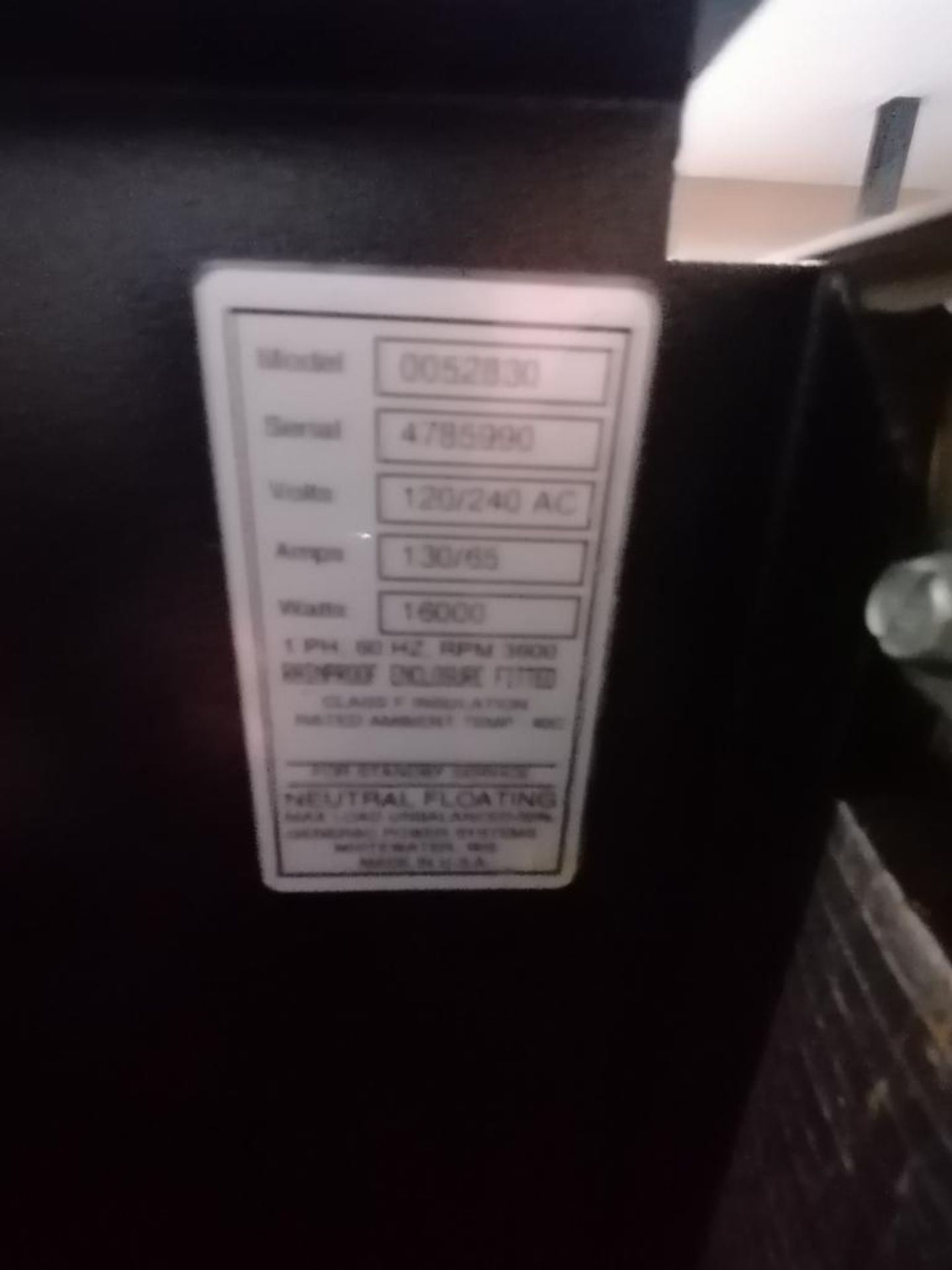 (1) Guardian QuietSource 16,000 Watt Standby Generator, Model 0052830, 120/240 Volts, Serial # - Image 10 of 10
