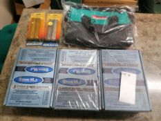 (3) Boxes of 2-Cycle Engine Lubricant, (1) Makita Tool Bag & (2) GRACO Manifold Filter. Located in