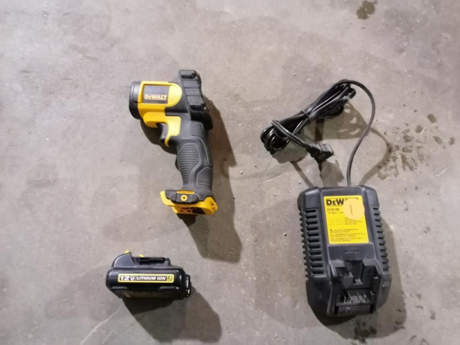(1) NEW DeWalt DCT414, 12V IR Thermometer, with 12V Battery & DCB100 Battery Charger. Located in - Image 2 of 10