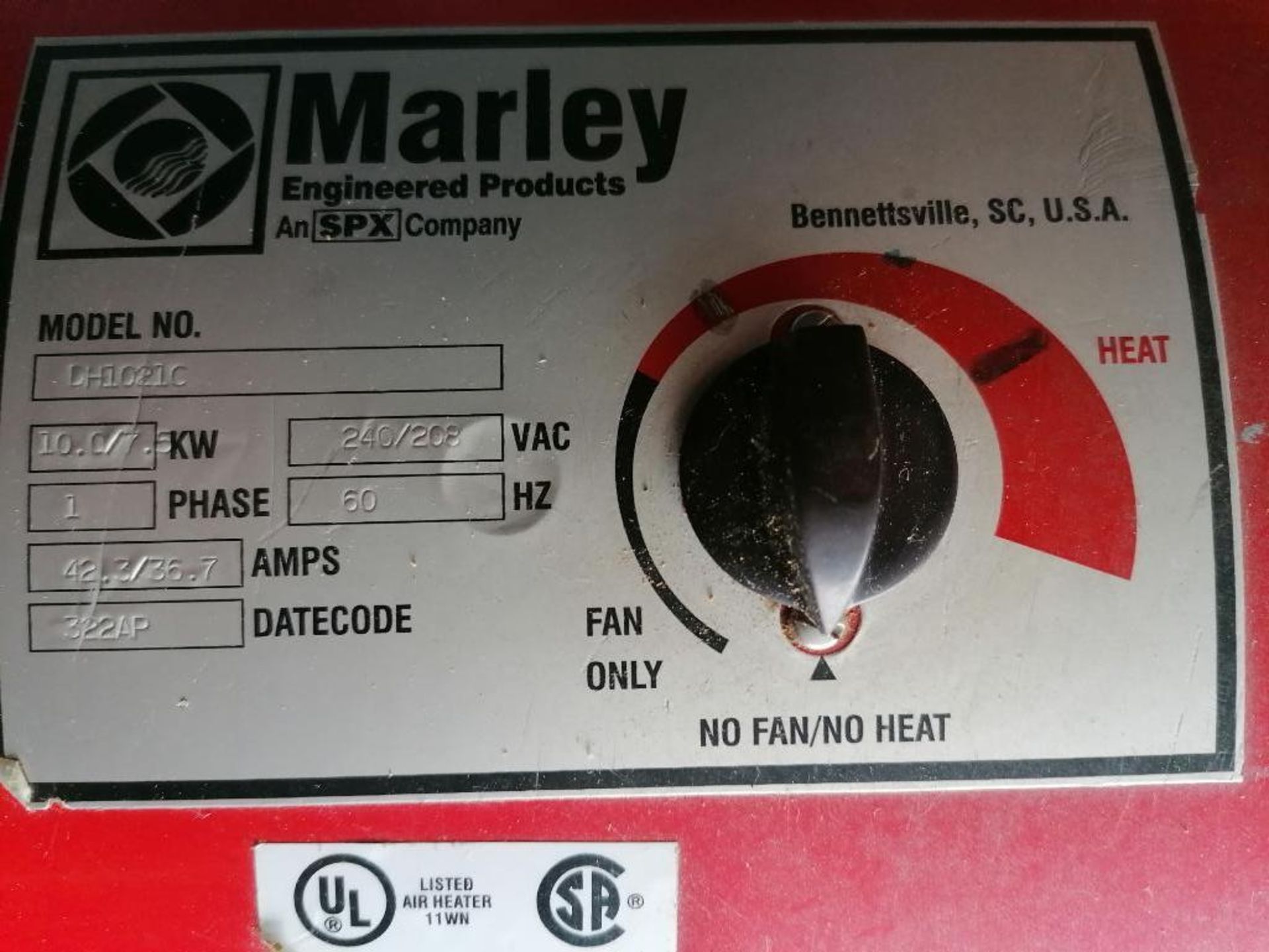 (1) Marley Air Heater, Model DH1021C. Located in Ottumwa, IA. - Bild 4 aus 5