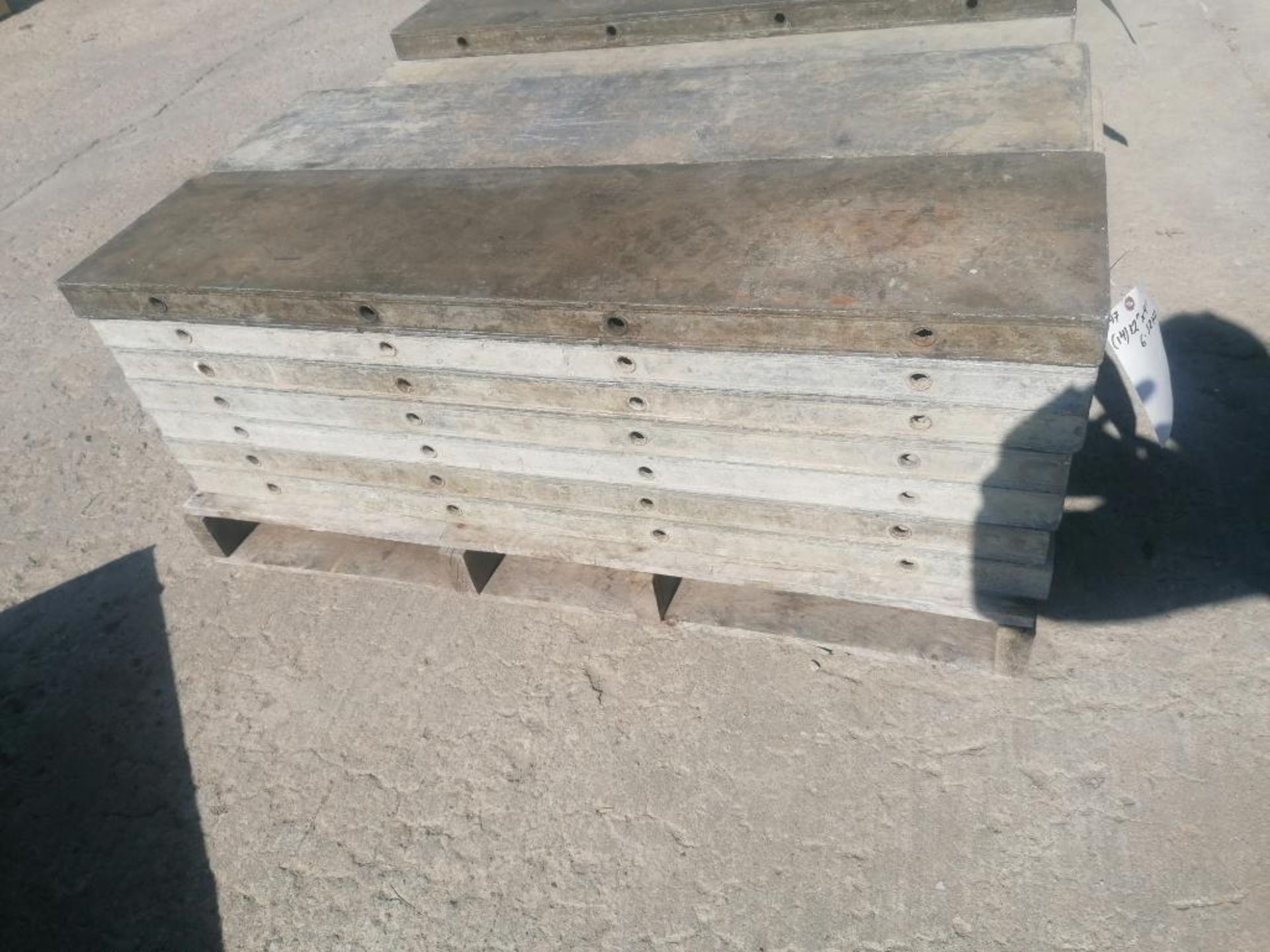 (14) 12" x 4' Wall-Ties Smooth Aluminum Concrete Forms 6-12 Hole Pattern. Located in Mt. Pleasant,
