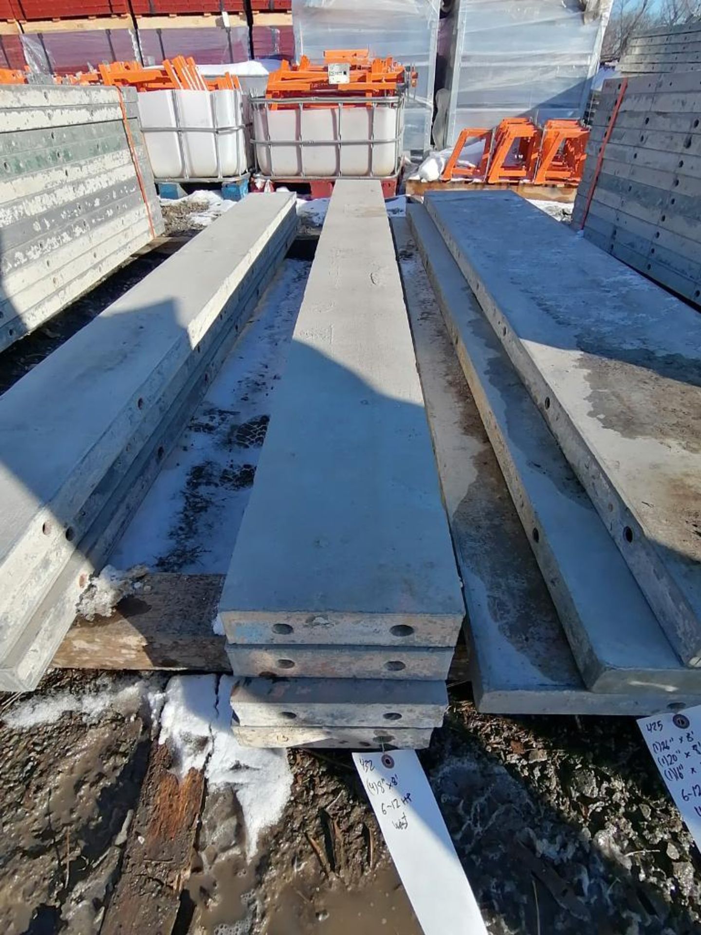 (4) 8" x 8' Western Smooth Aluminum Concrete Forms 6-12 Hole Pattern. Located in Lincoln, NE.