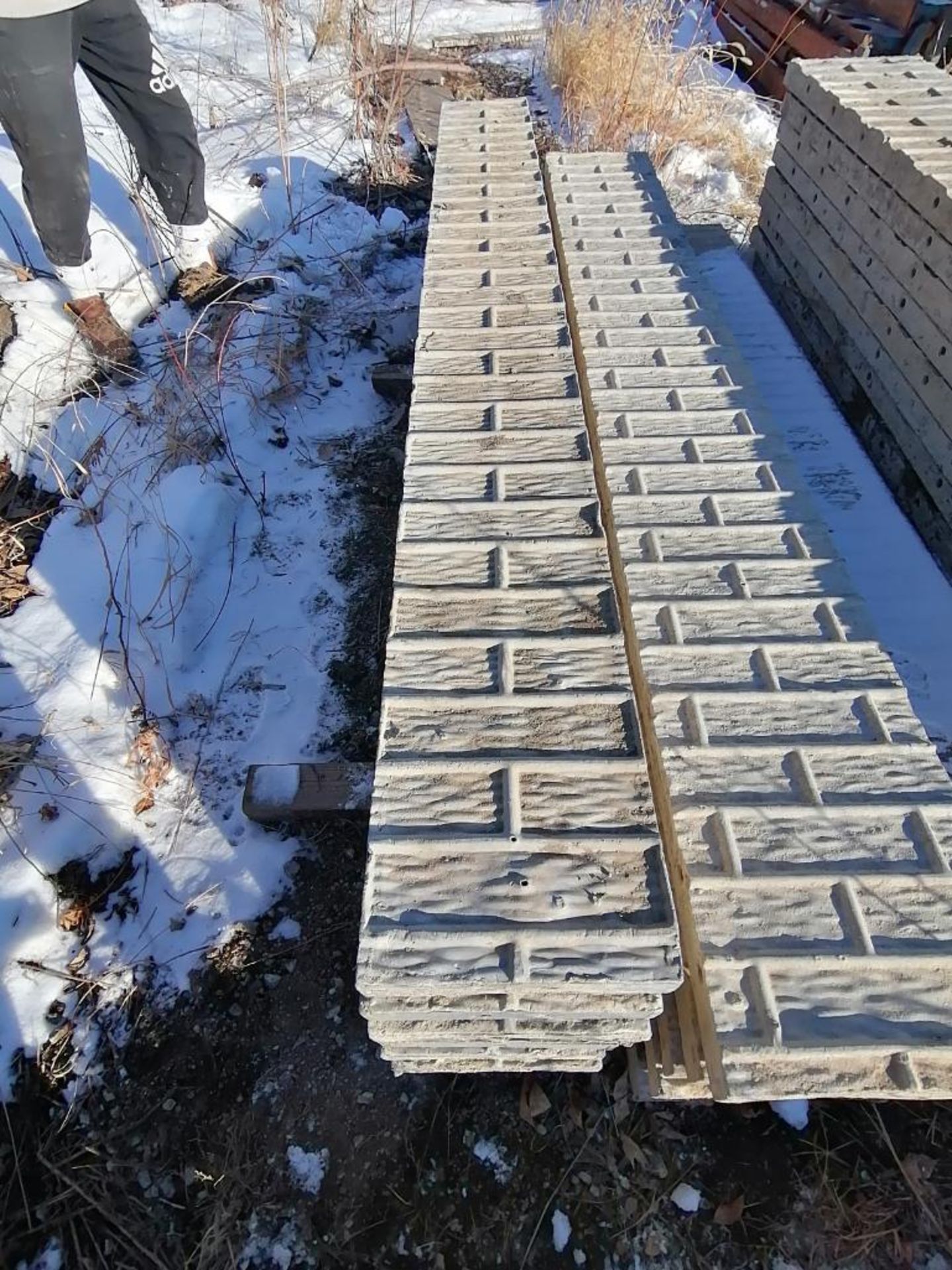 (8) 10" x 8' Textured Brick Aluminum Concrete Forms 8" Hole Pattern. Located in Lincoln, NE. - Image 5 of 5