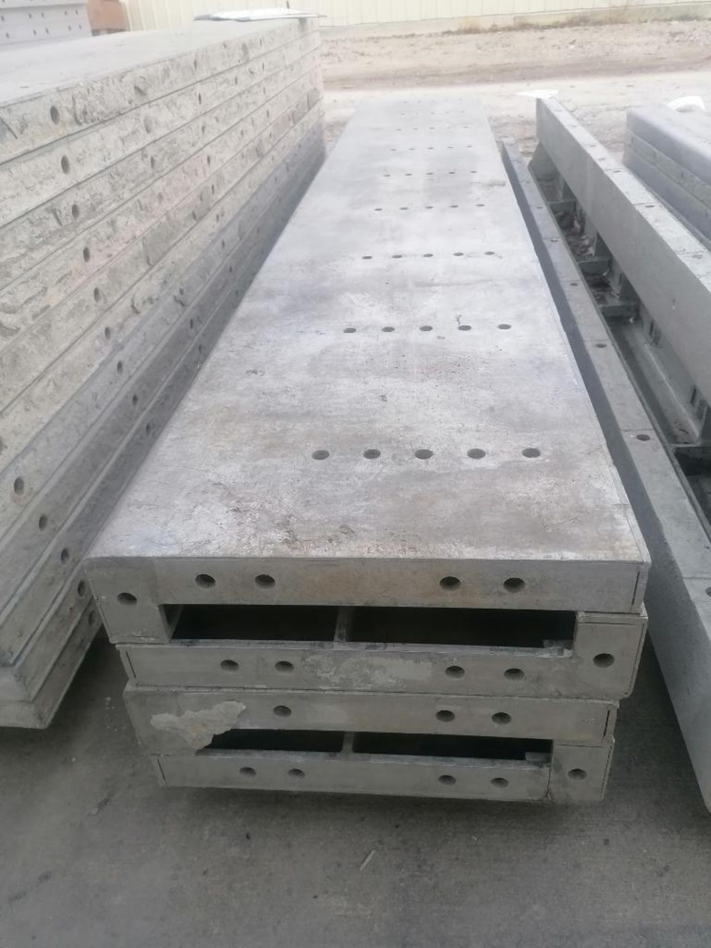 (4) 18" X 9' with 2" Ledge Wall-Ties Smooth Aluminum Concrete Forms 6-12 Hole Pattern. Located in - Image 3 of 3