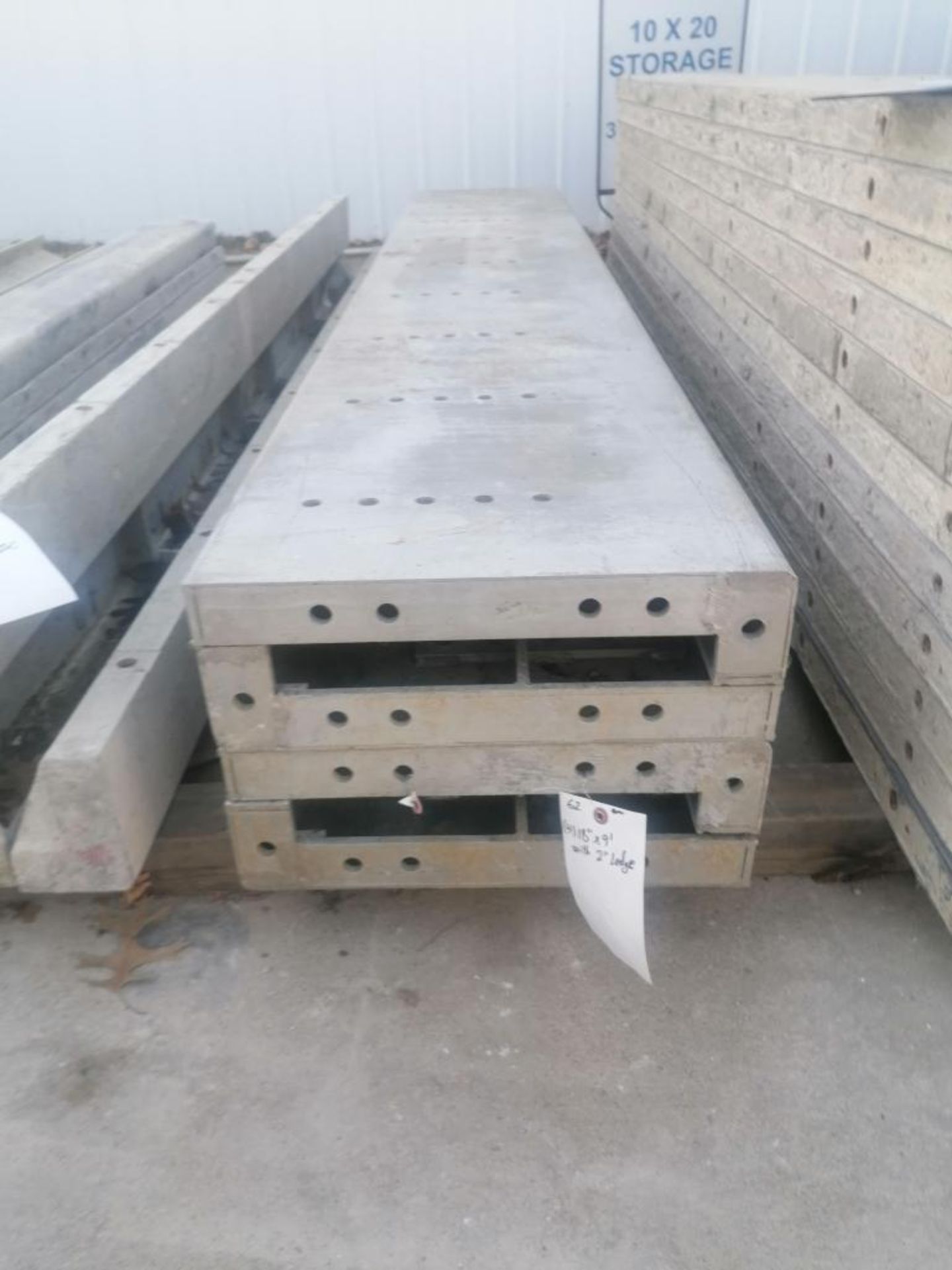 (4) 18" X 9' with 2" Ledge Wall-Ties Smooth Aluminum Concrete Forms 6-12 Hole Pattern. Located in