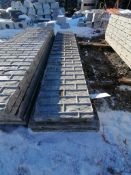 (2) 20" x 8' & (1) 16" x 8' Textured Brick Aluminum Concrete Forms 8" Hole Pattern. Located in