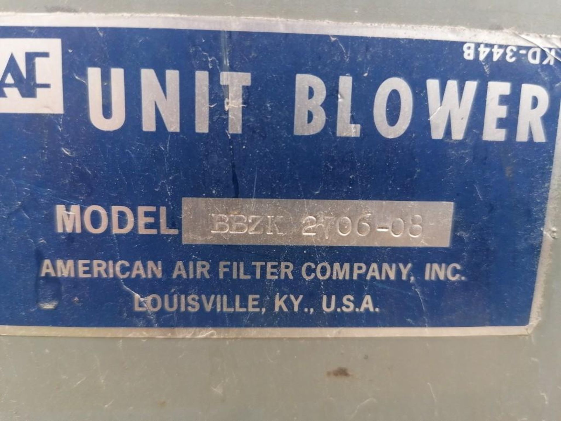 (1) American Air Filter Unit Blower, Model BBZK 2706-08. Located in Mt. Pleasant, IA. - Image 3 of 8
