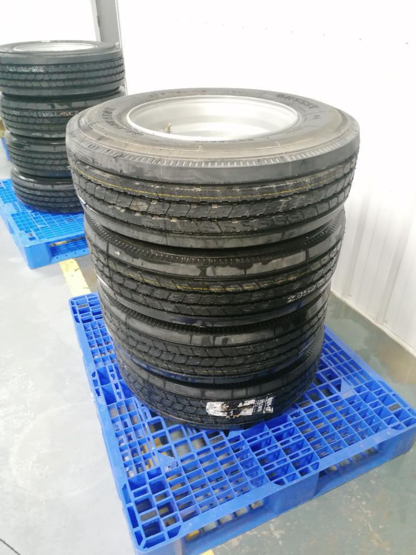 (4) Gladiator QR55T 235/75R17.5 Tires with 8 Bolt Pattern 6" Center Rims. Located in Mt. Pleasant,