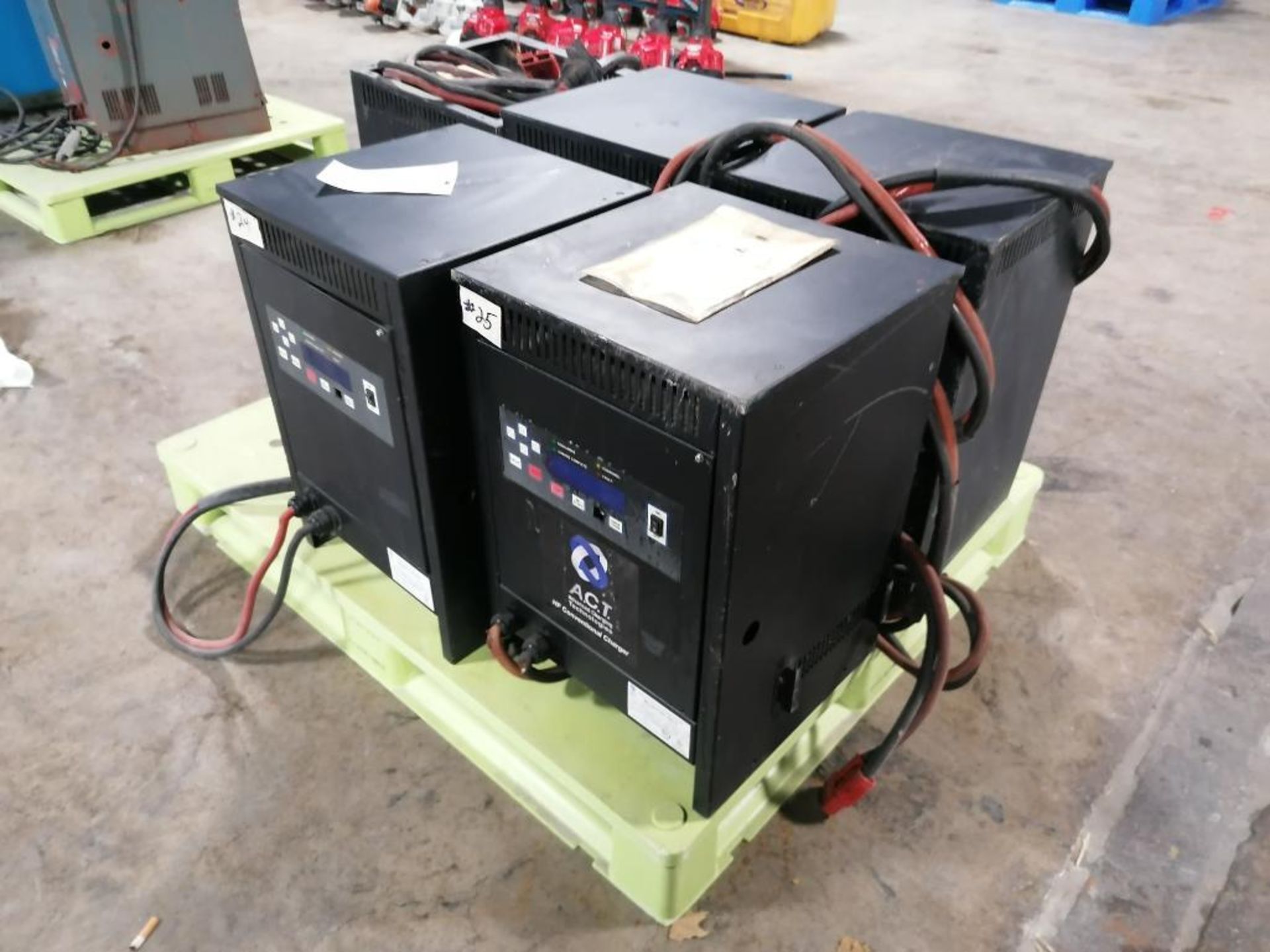 (2) A.C.T HF Conventional Charger, Model C24-750-T, Input 480 VAC, Output 24VDC & (3) A.C.T HF