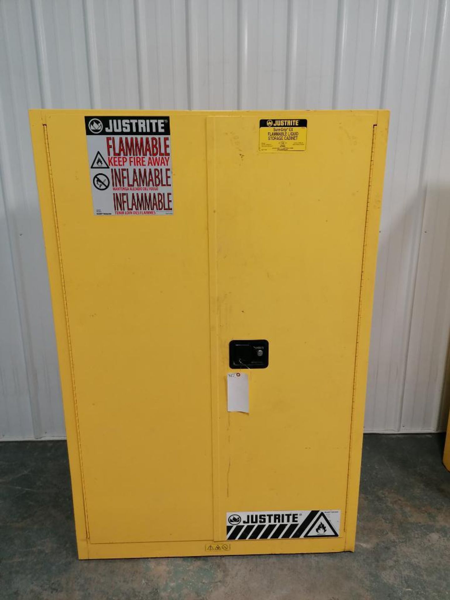 (1) Justbrite Flammable Liquid Storage Cabinet. Located in Mt. Pleasant, IA.