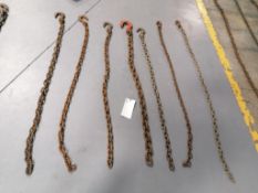 (6) 3/8" x 4' Chains with Hooks & (1) 1/2" x 4' Chain with Hook. Located in Mt. Pleasant, IA.