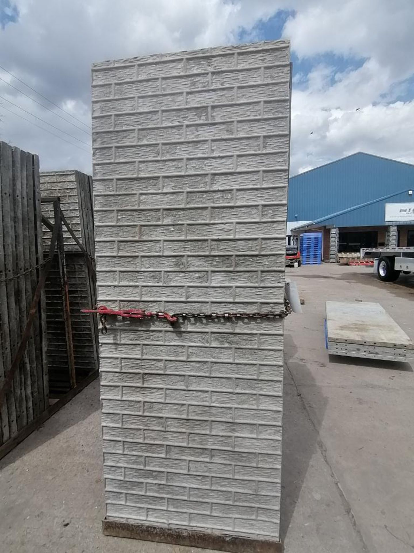 (27) 3' x 8' Wall-Ties Textured Brick Aluminum Concrete Forms 8" Hole Pattern, Basket is included. - Image 6 of 8