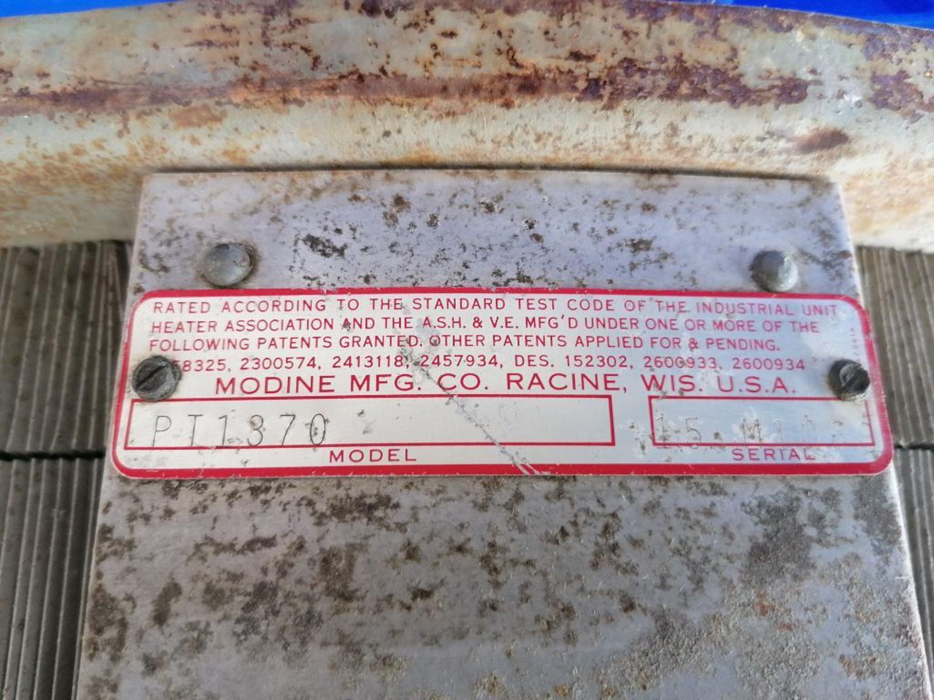 (1) MODINE Industrial Ventilator, Model PT1370, Serial #N1A5376471. Located in Mt. Pleasant, IA. - Image 4 of 6