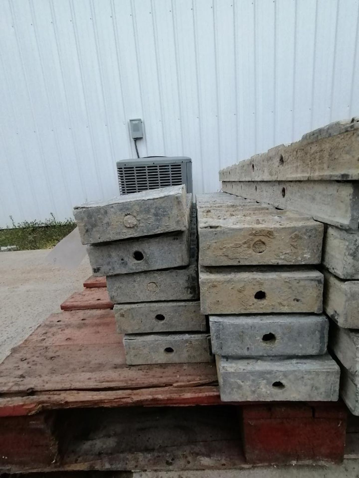 (9) 6" x 4' Wall-Ties Textured Brick Aluminum Concrete Forms 8" Hole Pattern. Located in Mt. - Image 2 of 4