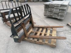 (1) John Deere Worksite Pro Fork Attachment with 4' Forks for Skid Steer. Located in Mt. Pleasant,