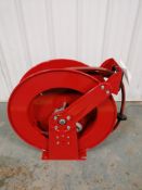 (1) NEW Reelcraft Heavy-Duty Spring Retractable Compact Dual Pedestal Hose Reel, Model 82075 OLP.