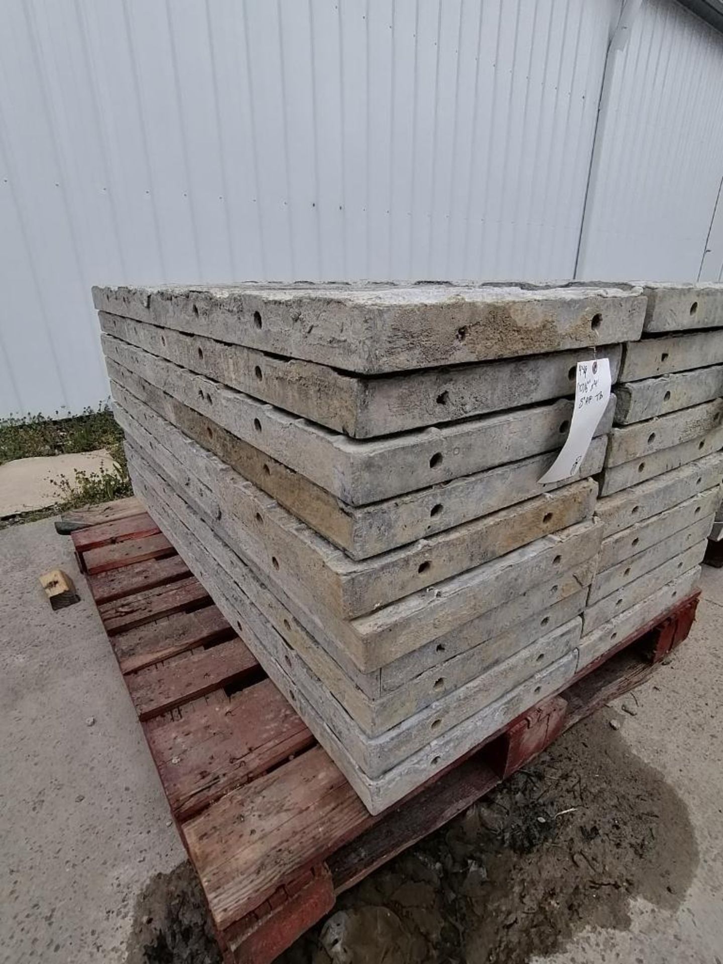 (10) 16" x 4' Wall-Ties Textured Brick Aluminum Concrete Forms 8" Hole Pattern. Located in Mt. - Image 2 of 5