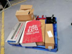 (1) Pallet of Fire Extinguisher Boxes & Fire Alarm Pull Stations. Located in Mt. Pleasant, IA.