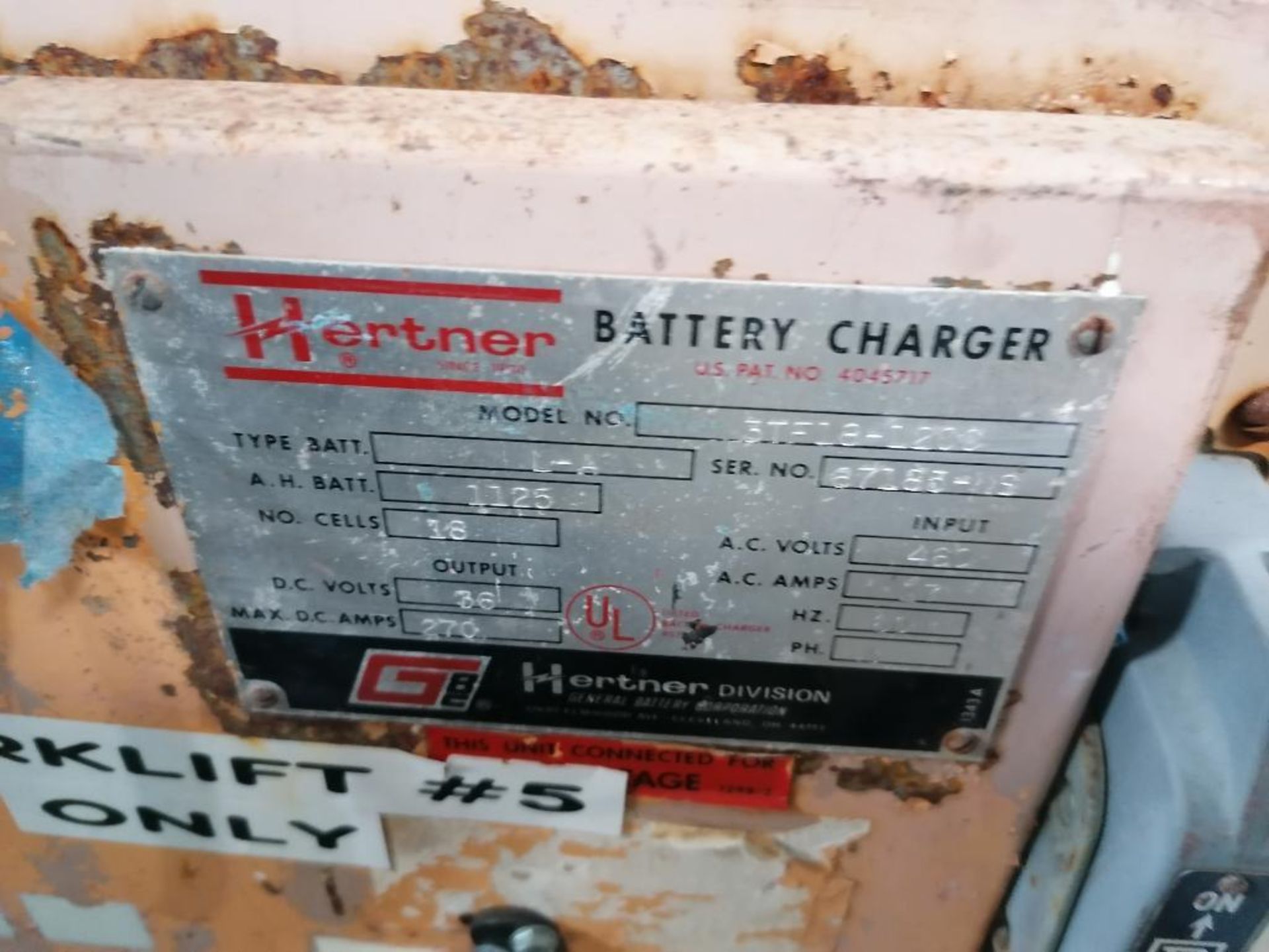 (2) Hertner Industrial Forklift Battery Charger, Model 3TF18-1200, Serial #67186-NS & Serial # - Image 8 of 8