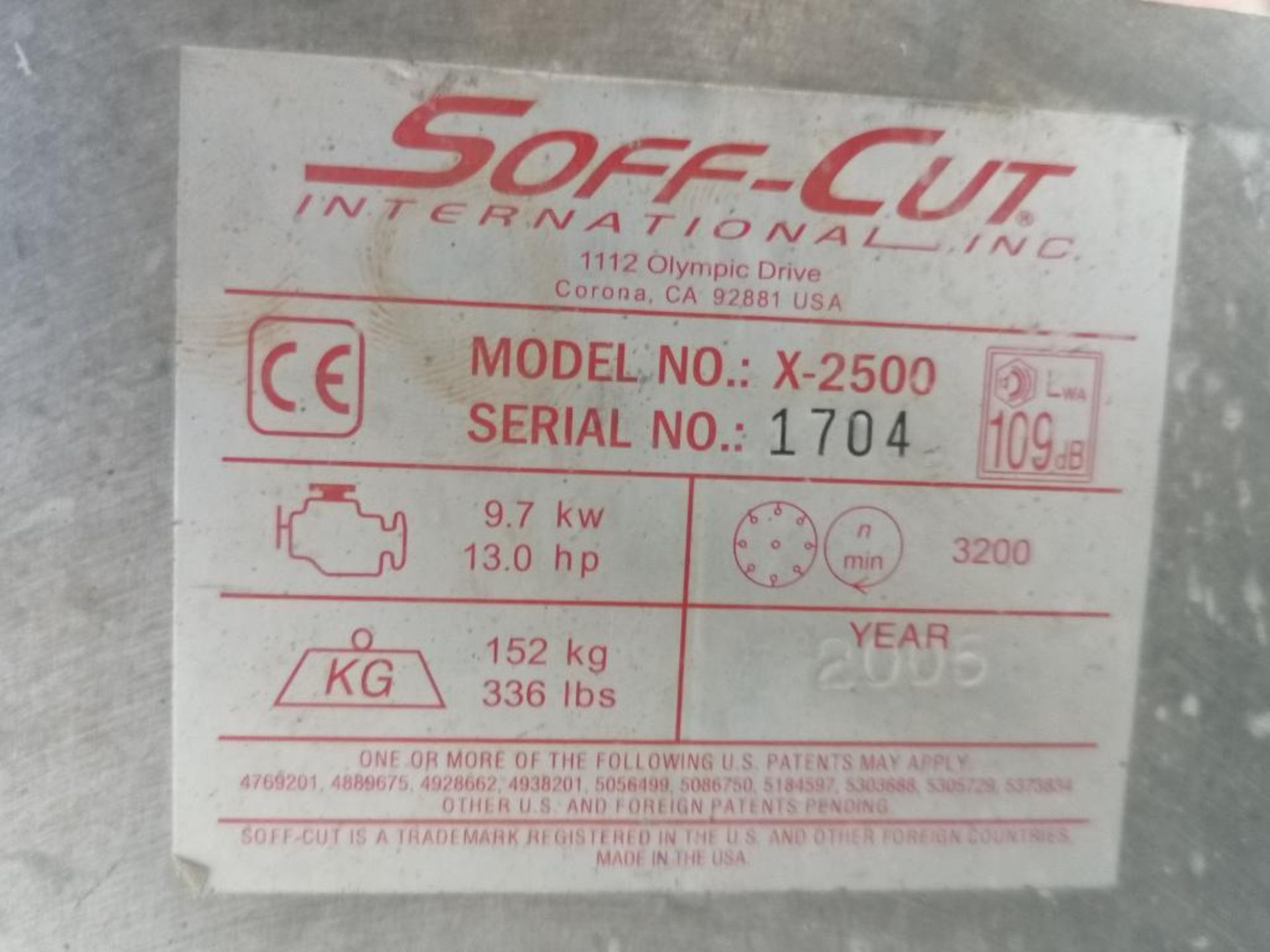 (1) 2005 Soff-Cut X2500 Walk-Behind Concrete Saw, Serial #1704 with Honda GX 270 Engine. Located - Image 6 of 17