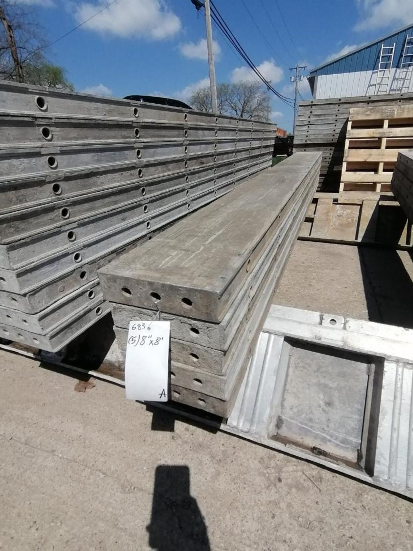 (5) 8" x 8' Wall-Ties Smooth Aluminum Concrete Forms 6-12 Hole Pattern. Located in Mt. Pleasant,