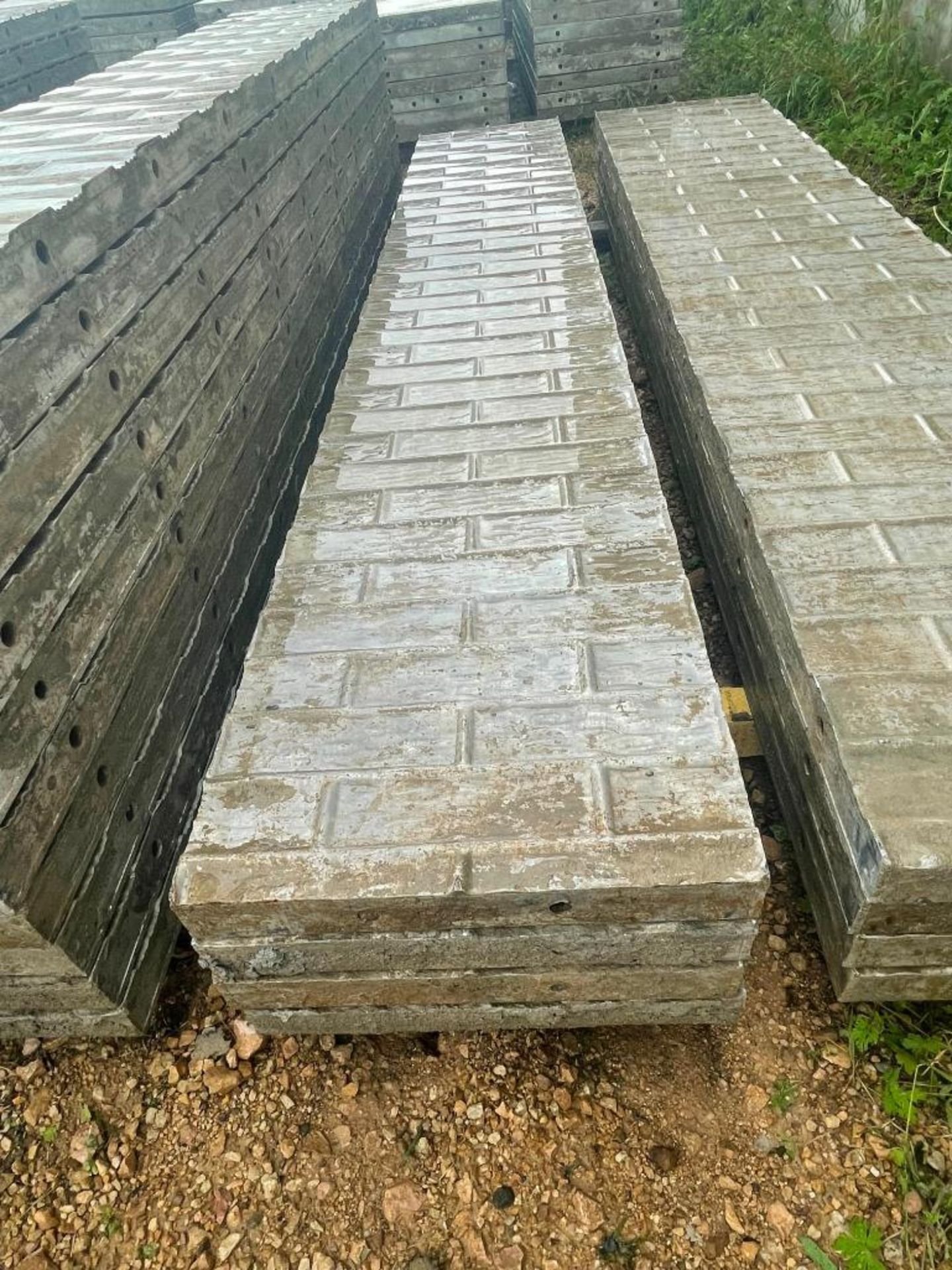 (4) 18" x 9' Wall-Ties Textured Brick Aluminum Concrete Forms 6-12 Hole Pattern. Located in Lake Cry - Image 4 of 4