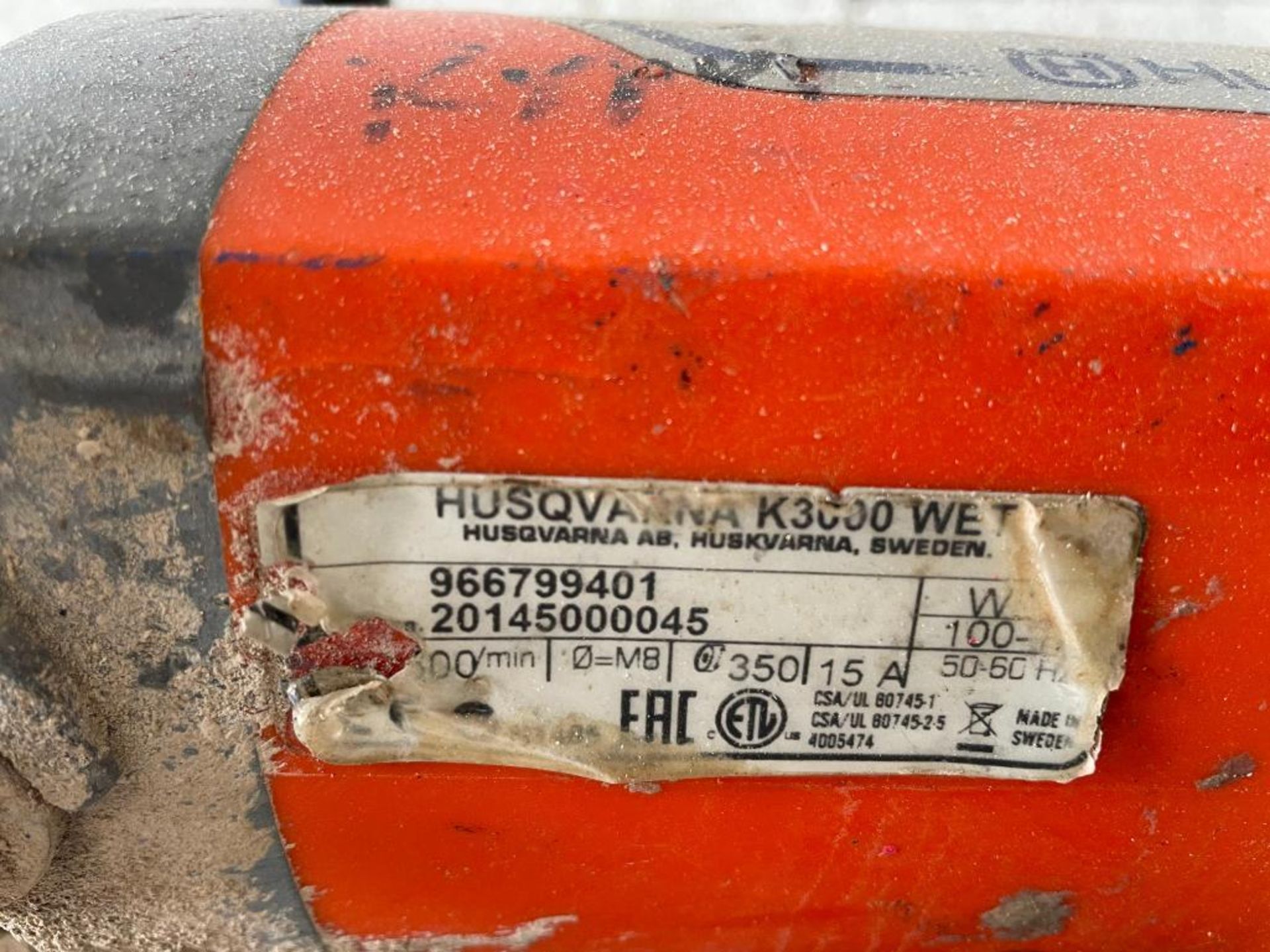 (1) Husqvarna K3000 Wet Electric Concrete Saw. Located in Wheeling, IL. - Image 6 of 7