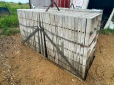 (36) 3' x 4' Wall-Ties Smooth Aluminum Concrete Forms 8" Hole Pattern, Basket is included. Located i