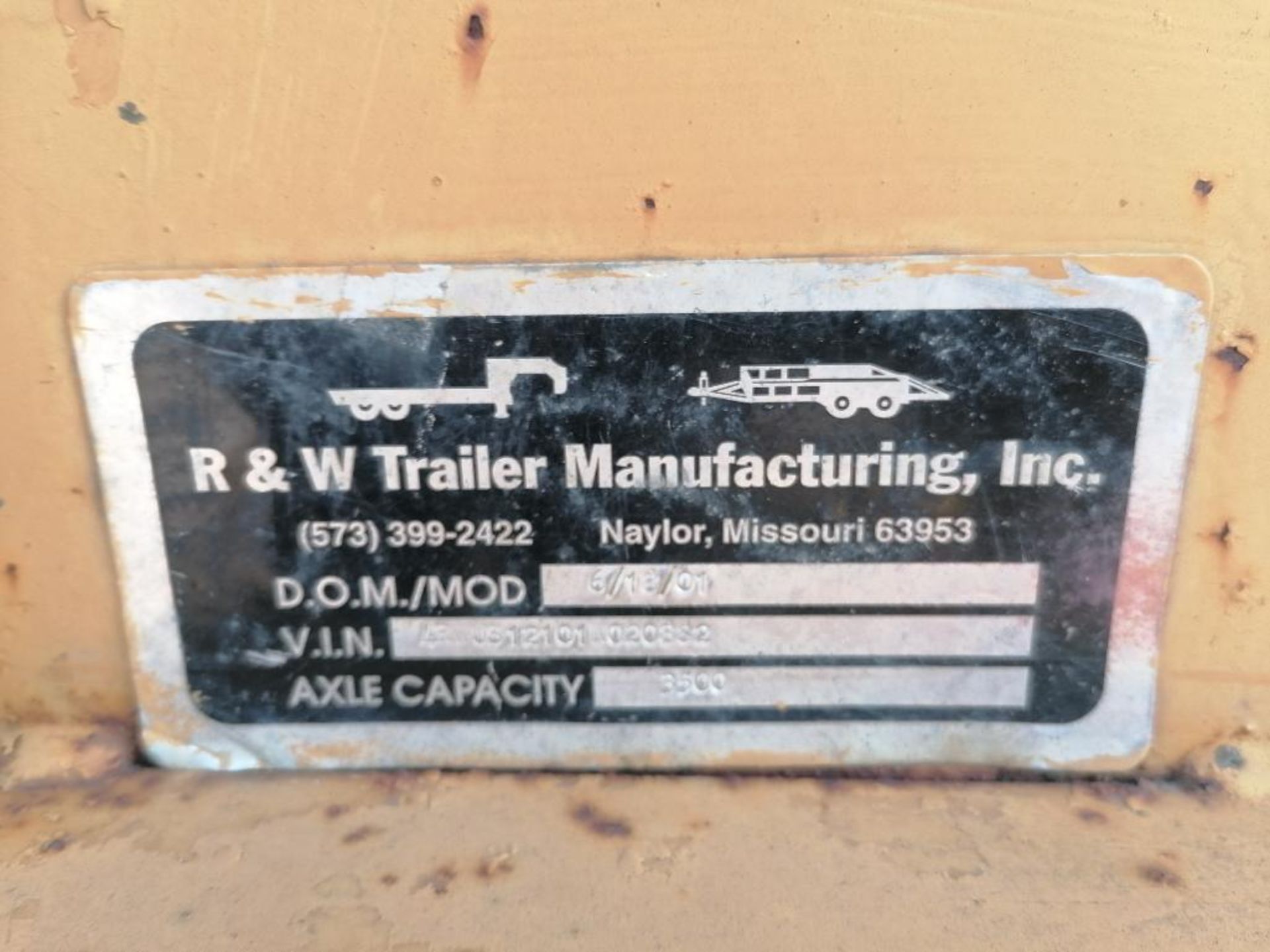 (1) 2001 7' x 12' Trailer, VIN #4RWUS12101N020882. Located in Terre Haute, IN. - Image 6 of 16