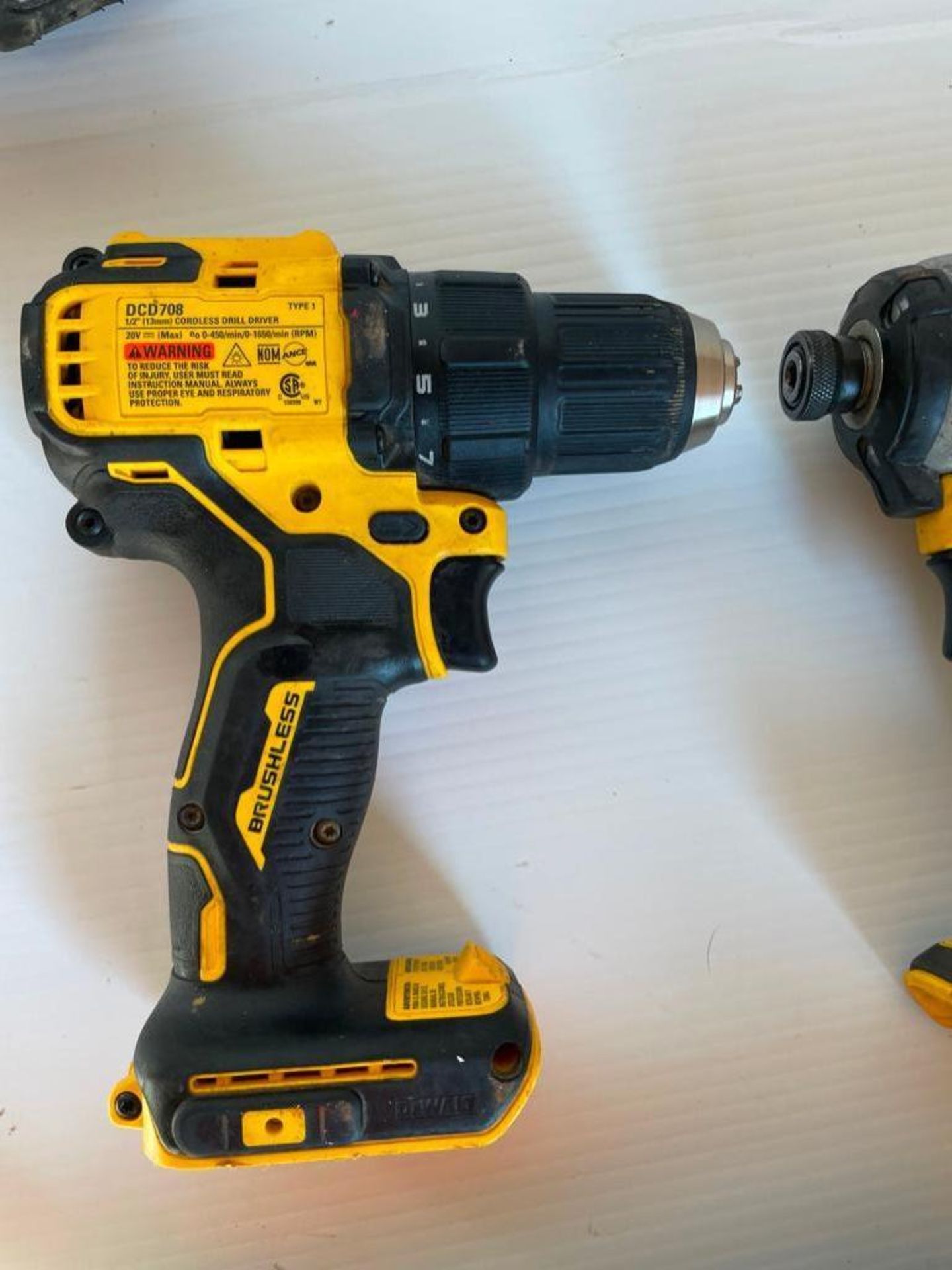 (4) Dewalt Cordless Power Tools, XR Hammer Drill, DCF887 Cordless Impact Driver 1/4", DCD708 Cordles - Image 8 of 16