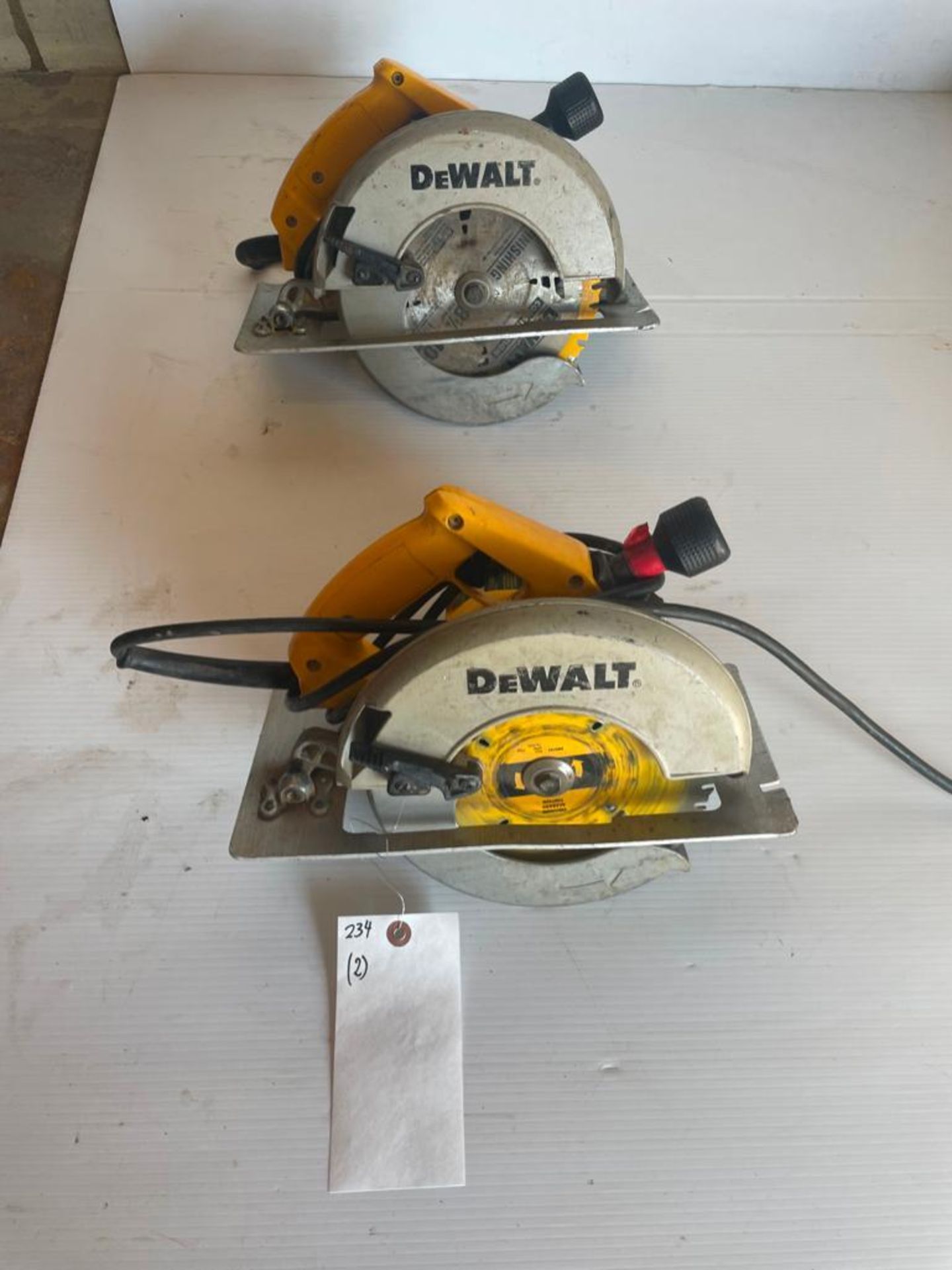 (2) DeWalt DW384 Circular Saws, 8 1/4", 120V. Located in Hazelwood, MO