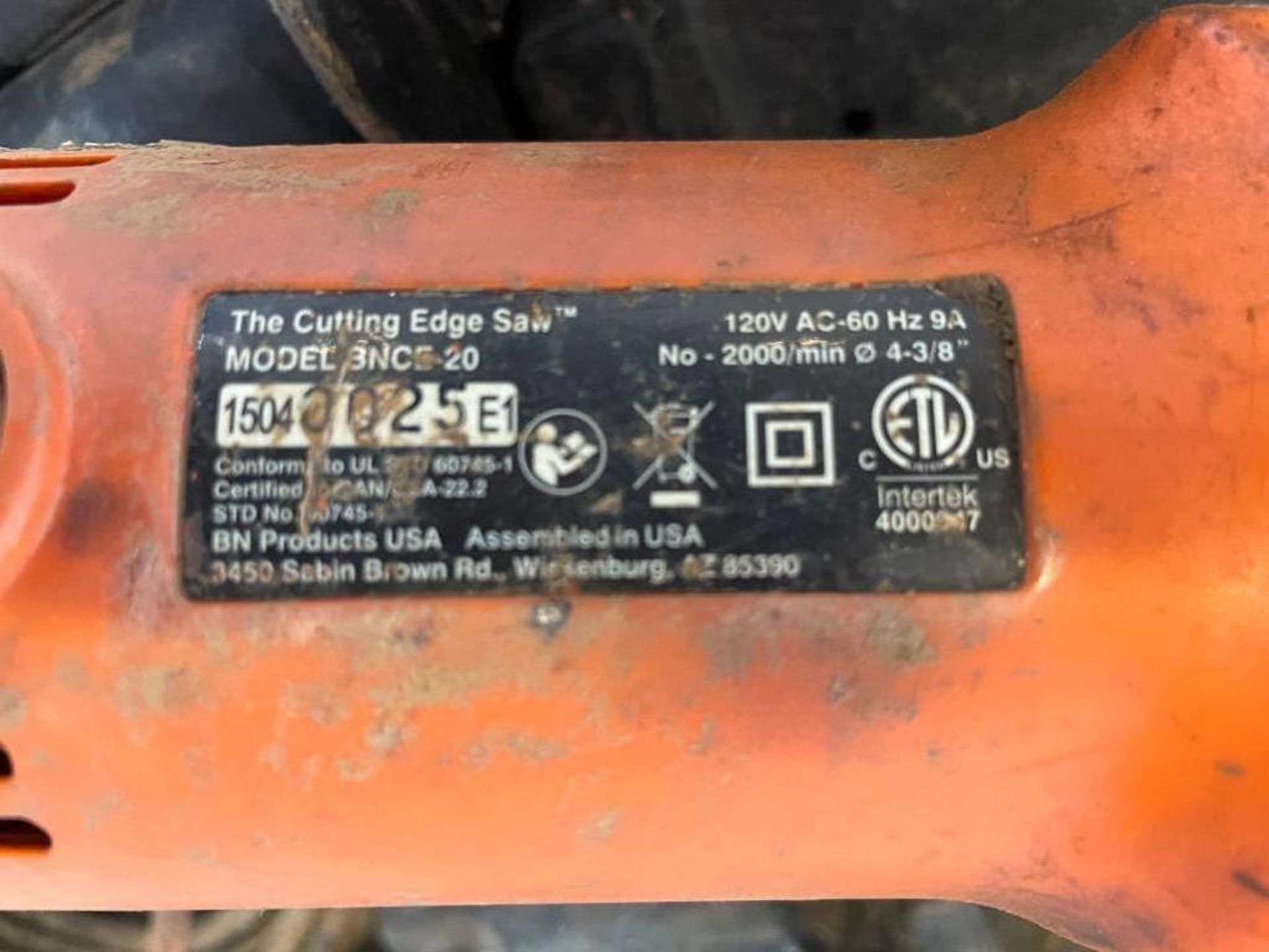 BN BNCE-20 Rotary Rebar Cutting Saw, Serial #1504 0025 E1. 120V in Case. Located in Hazelwood, MO - Image 6 of 6