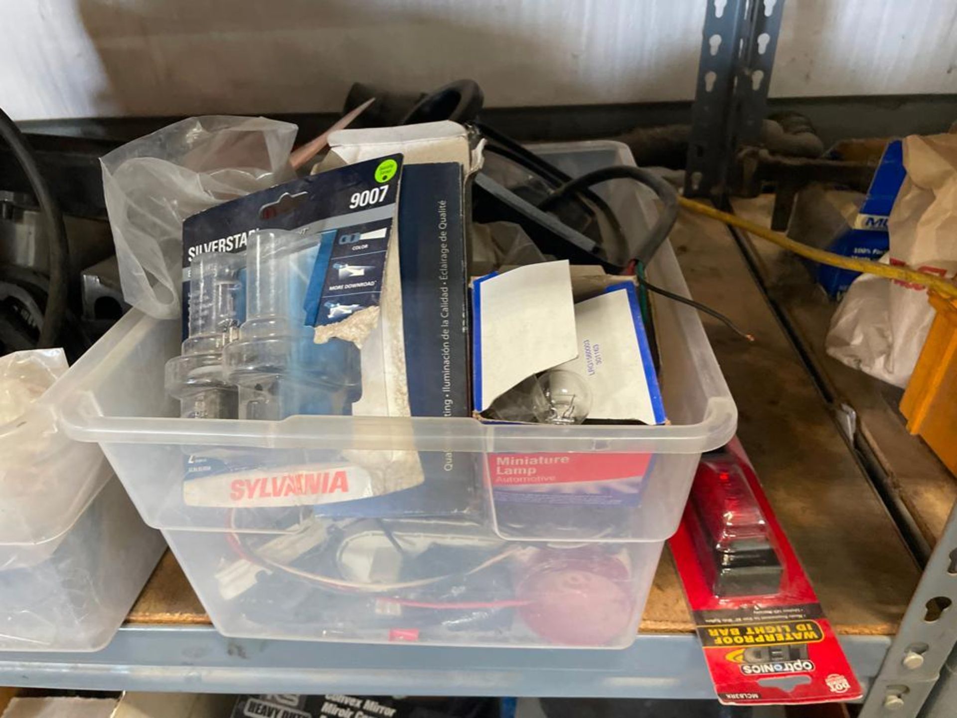 Miscellaneous Parts on Shelving Unit, Tail Lights, Connectors, Light Box Triple, Etc. Located in Ha - Image 10 of 13