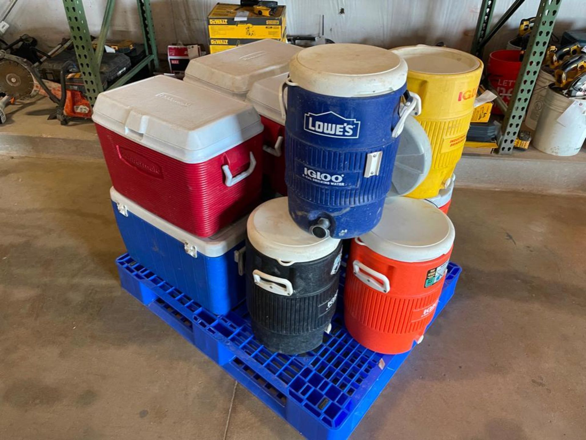(11) Coolers, Rubbermaid Chest Coolers, Igloo Water Cooler. Located in Hazelwood, MO