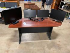 Lot of (4) Computer Monitors, Cables & Desk. Located in Hazelwood, MO