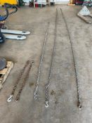 (5) Log Chains. (2) 20' with Clevis Hook, (1) 11' Chain & (2) 3' with Clevis Hook. Located in Hazelw