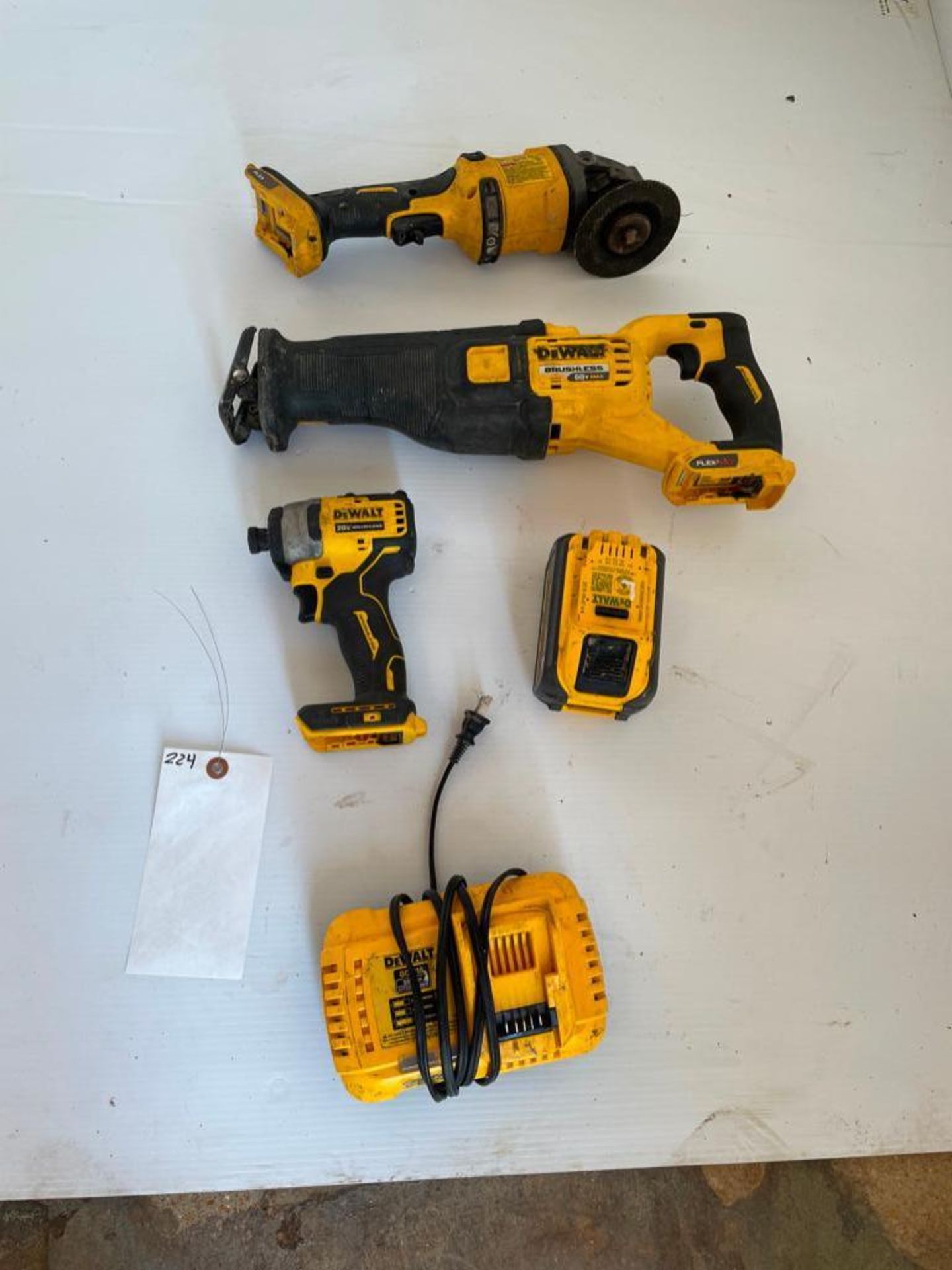(3) DeWalt Cordless Power Tools, DCG414 Grinder 4 1/2"-6", DCS388 Variable Speed Reciprocating Saw, - Image 2 of 12