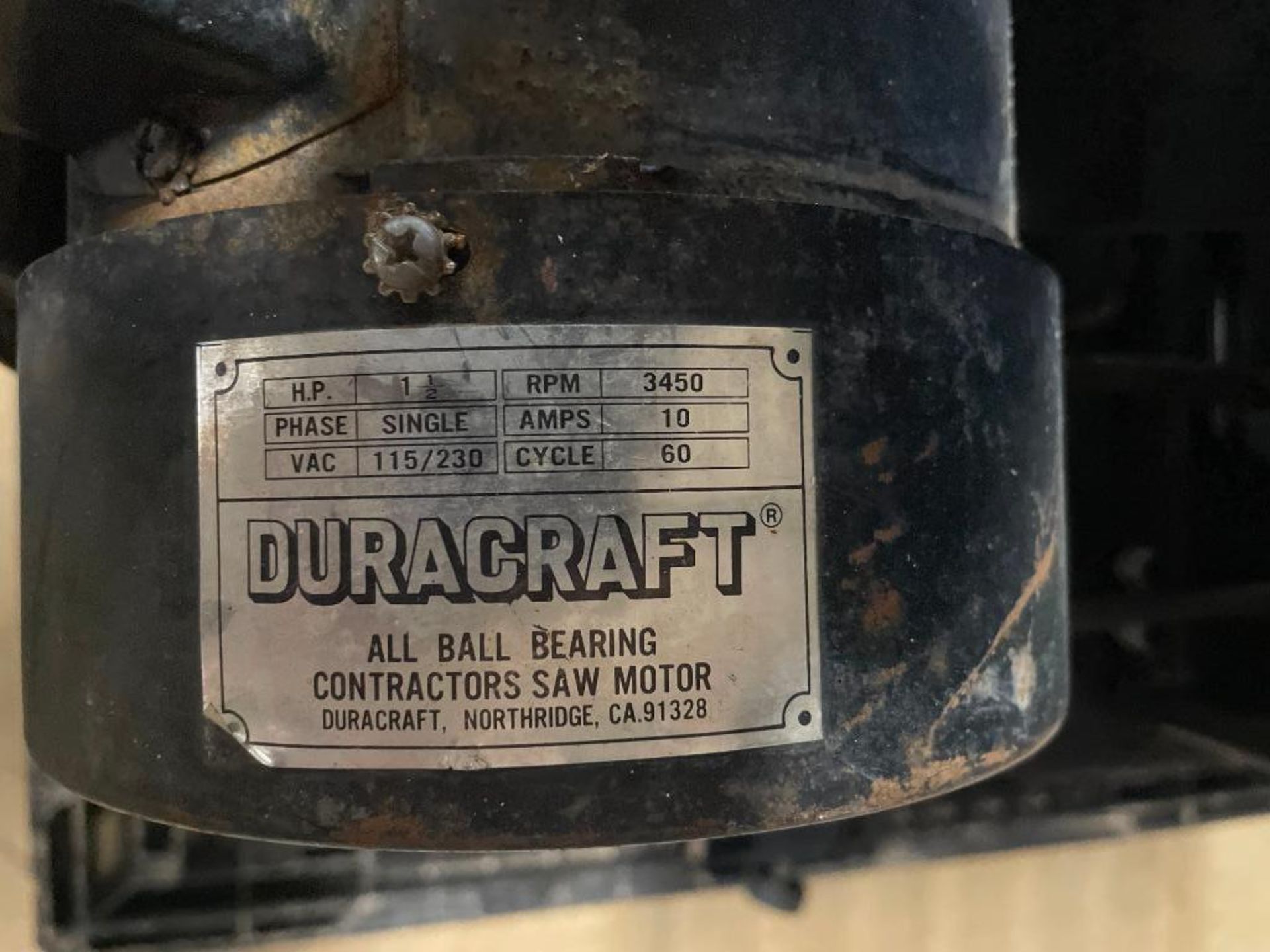 Duracraft 10" Contractors Saw, Model TSC 10, Serial #3975. Located in Hazelwood, MO - Image 5 of 8