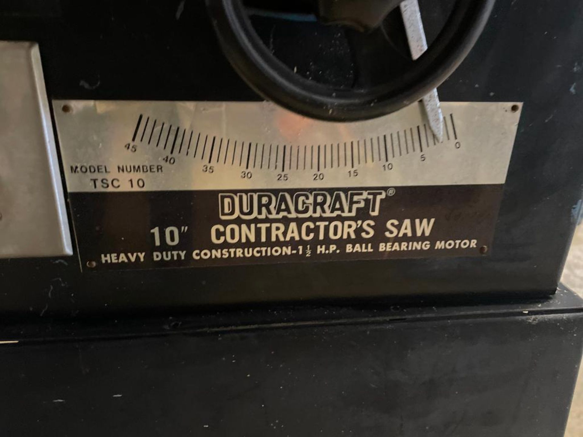Duracraft 10" Contractors Saw, Model TSC 10, Serial #3975. Located in Hazelwood, MO - Image 6 of 8