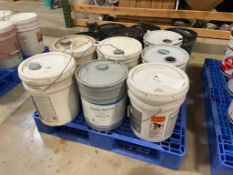 Pallet - (12) Miscellaneous Buckets, Brickform Liquid Release, Spec Chem Sealer Release, Butterfield