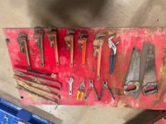 Miscellaneous Tools, Pipe Wrenches, Plyers, Pry Bars, Saws. Located in Hazelwood, MO