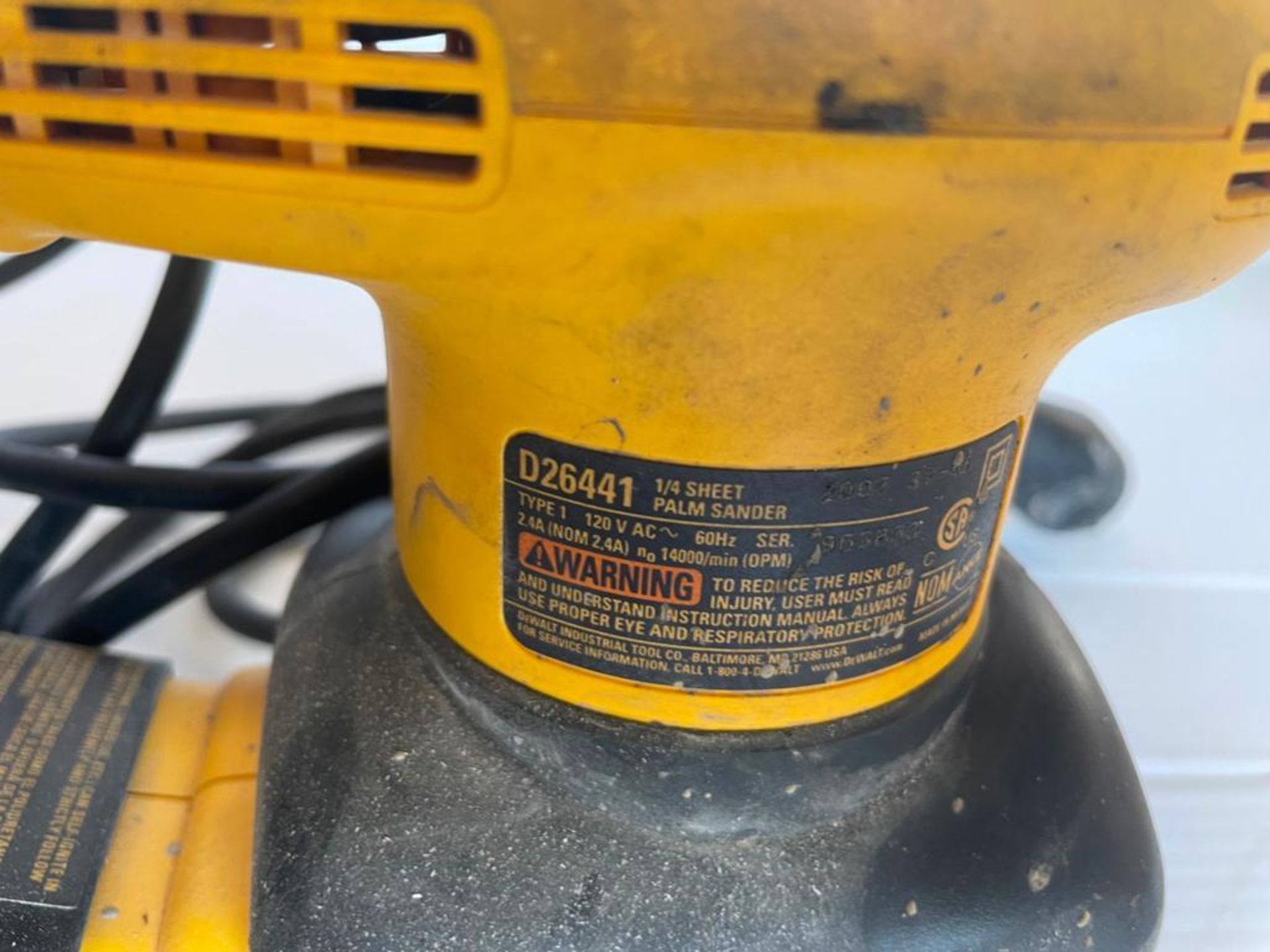 (2) DeWalt D26441 Palm Sander 1/4 Sheet, 120V in Case with Dust Collection Bag. Located in Hazelwood - Image 9 of 9