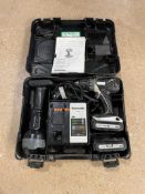 Panasonic Drill & Flashlight in Case with Panasonic Ey0L80 Charger & Li-ion 14.4V Batteries. Located