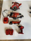 (4) Miscellaneous Hilti 22V Lithium-Ion Cordless Tools with Batteries & Charger.  TE6-A22 Rotary Ham