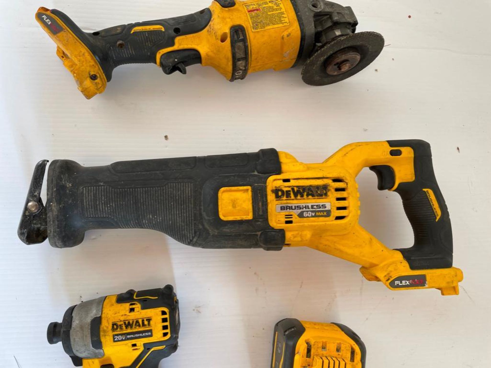 (3) DeWalt Cordless Power Tools, DCG414 Grinder 4 1/2"-6", DCS388 Variable Speed Reciprocating Saw, - Image 6 of 12