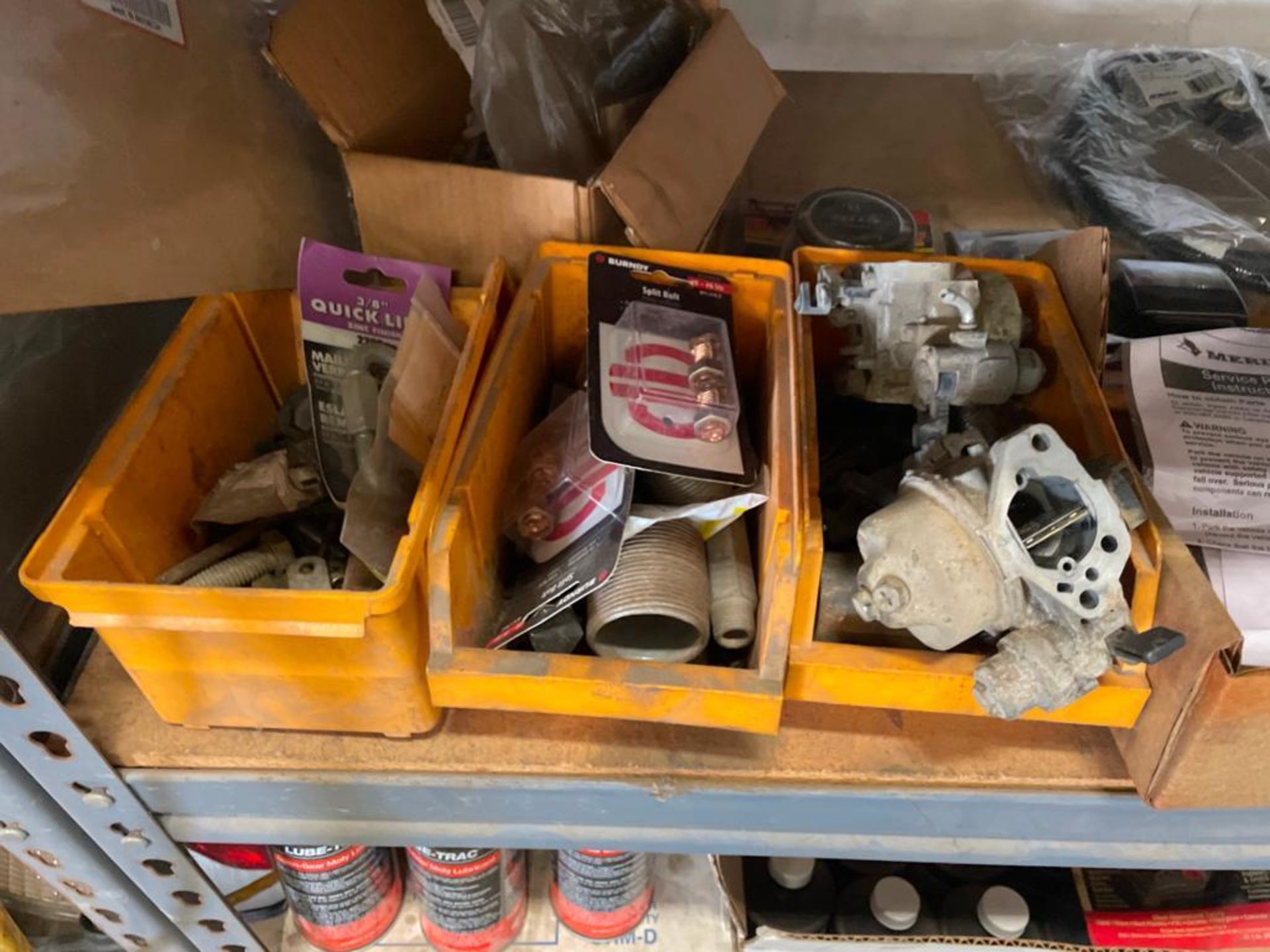 Miscellaneous Parts on Shelving Unit, Engine Flush, Brackets, Subaru Recoil Starter AV, Hourmeter, L - Image 13 of 28