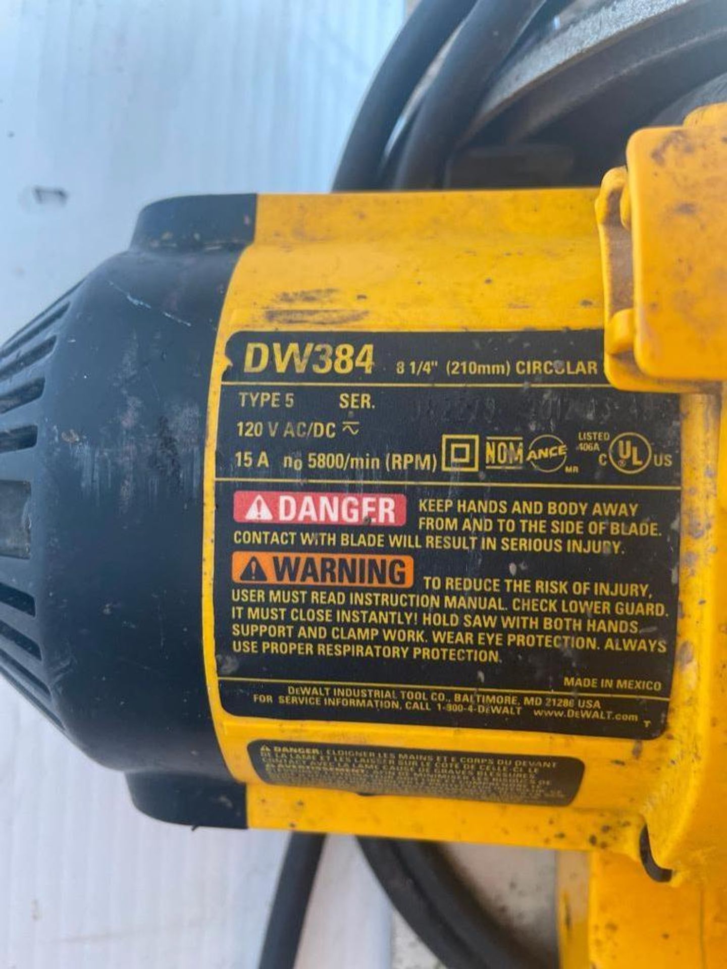 (2) DeWalt DW384 Circular Saws, 8 1/4", 120V. Located in Hazelwood, MO - Image 5 of 5