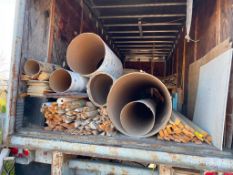 Trailer of Miscellaneous Tubes, Wood Stakes, Wood Sheeting