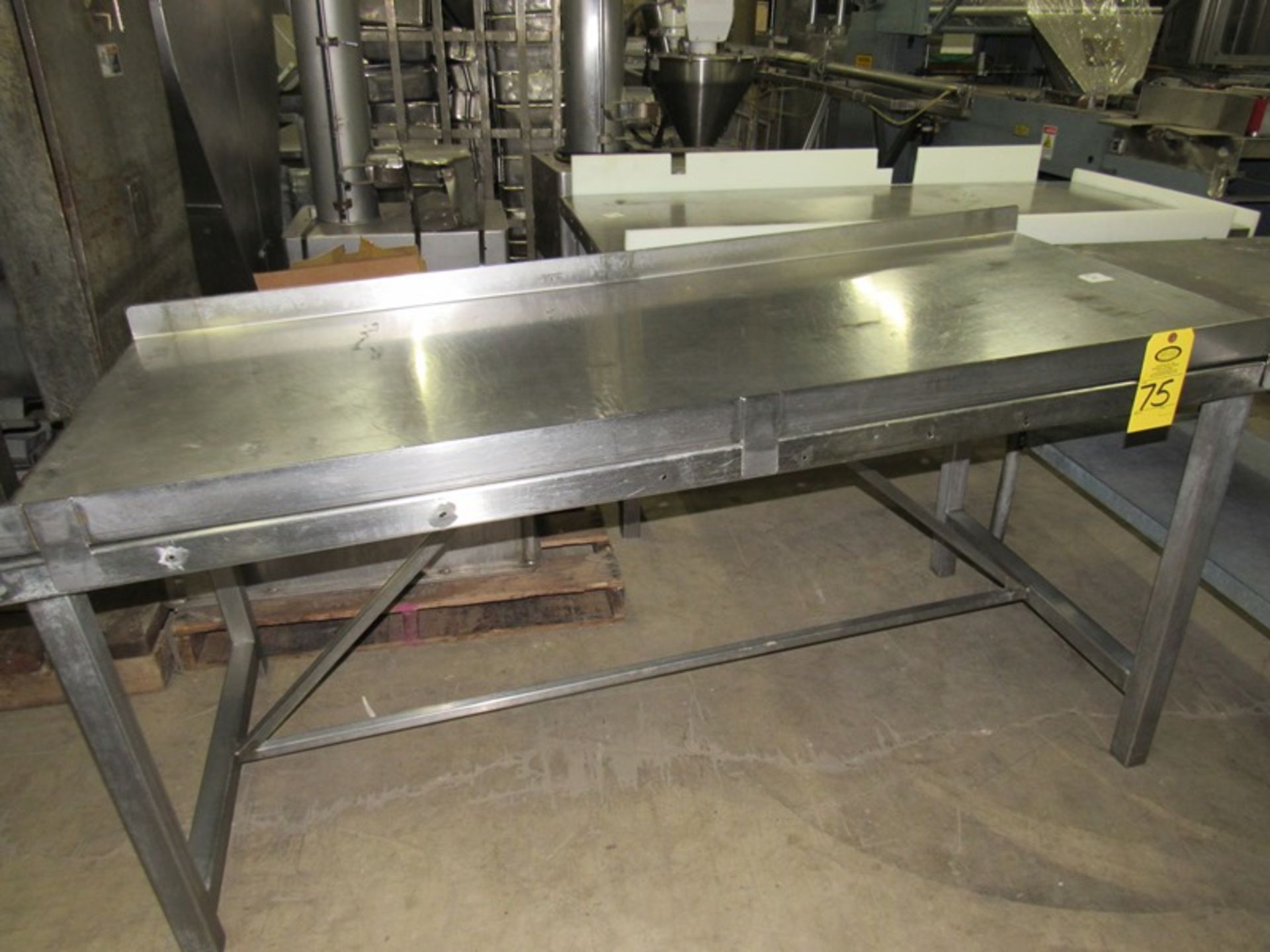 Stainless Steel Table, 32" W X 75" L X 30" T, sloped removable top 34"