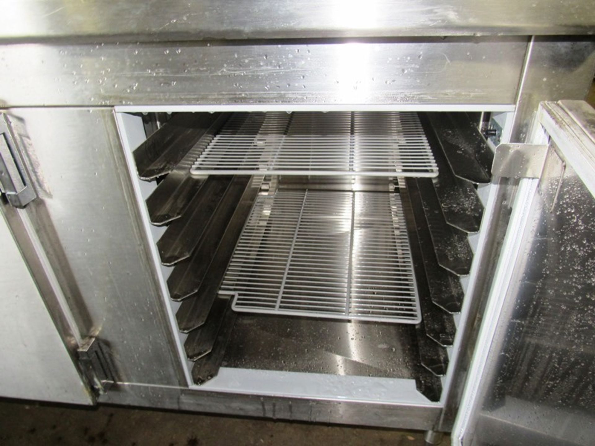 Nationwide Fabrication Mdl. 3457-50 Stainless Steel Refrigerated Prep Table, 3 doors, 7 shelves, 80" - Image 6 of 7